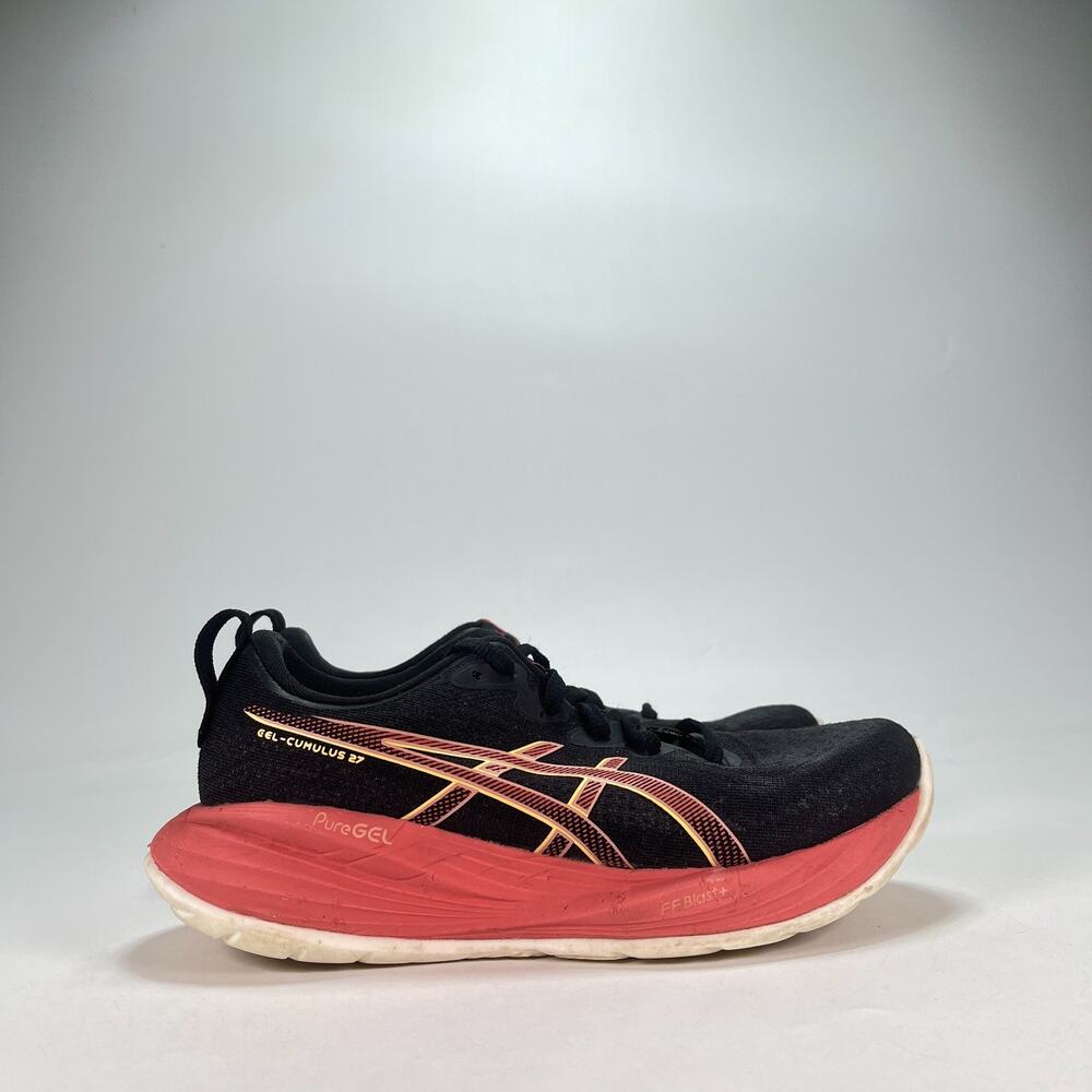 ASICS GEL Cumulus 27 Black Red Athletic Running Shoes 1012B772 Women's Size 7